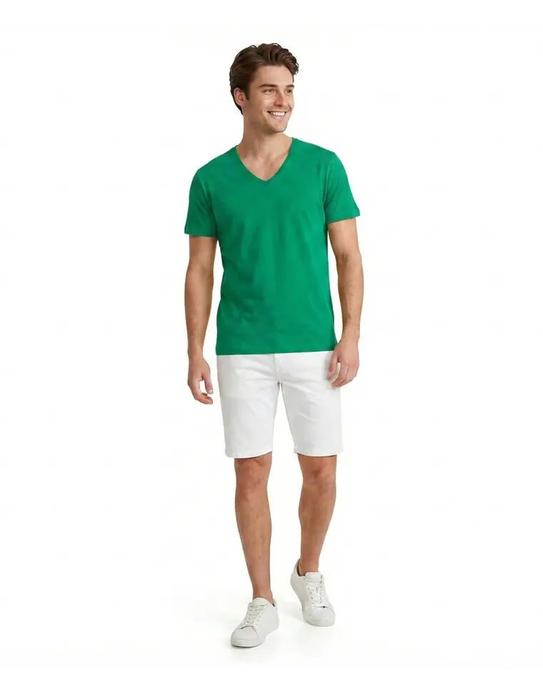 ART.436 REMERA ESCOTE V MANGA CORTA COLOR