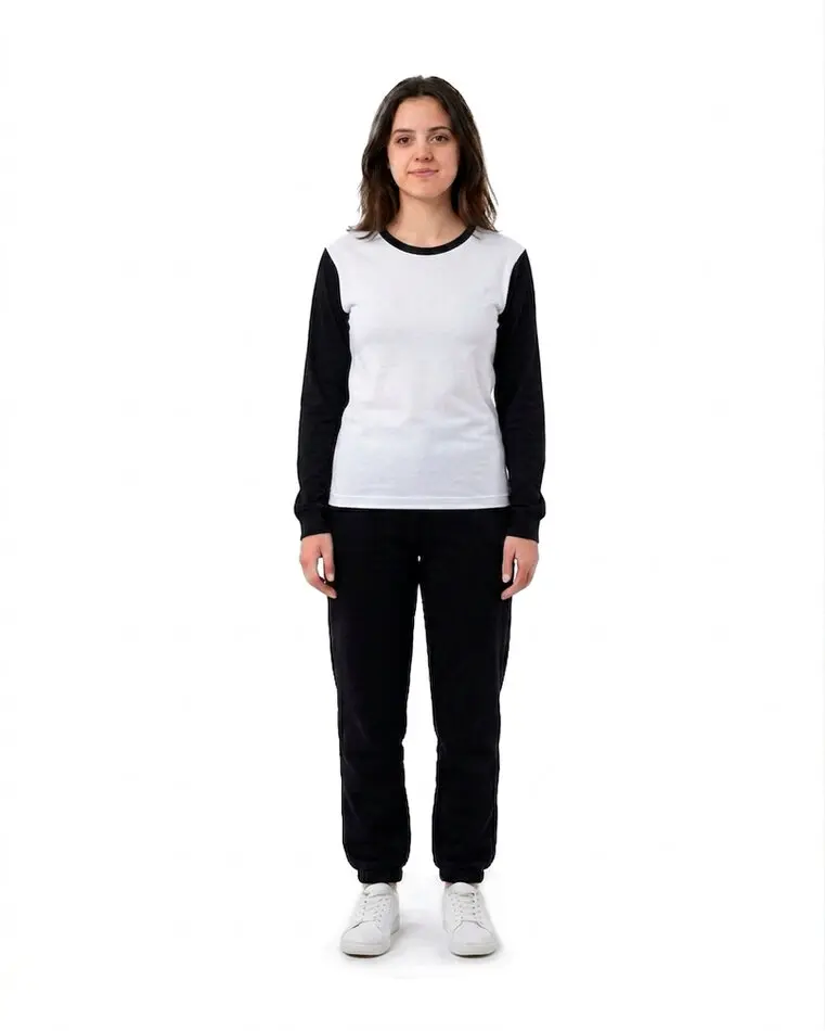 ART.9412 REMERA COMBINADA MANGA LARGA NEGRA